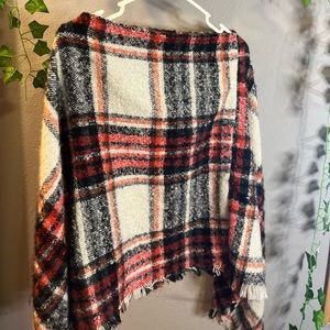 Womens Plaid Poncho